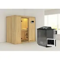 Karibu Sauna »Pärnu«, inkl. 9 kW Bio-Kombi-Saunaofen mit externer Steuerung, für 2 Personen - beige