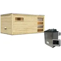 Karibu Saunahaus »Walk«, BxTxH: 508 x 276 x 210 cm, 9 kW Ofen mit ext. Steuerung - beige