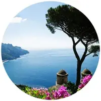 Wallart K&L Wall Art Vliestapete »Runde Vliestapete«, Meeresblick mediterrane, mehrfarbig, matt - bunt