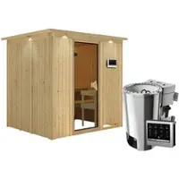 Karibu Sauna »Olai«, inkl. 3.6 kW Saunaofen mit externer Steuerung, für 3 Personen - beige