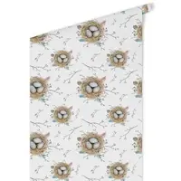 Wallart K&L Wall Art Vliestapete »Kinder Vliestapete«, Baby Vögel Eier im Nest, mehrfarbig, matt - bunt