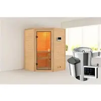 Karibu Sauna »Reval«, BxTxH: 145 x 145 x 187 cm, 3,6 kW Ofen mit externe Steuerung , für 2 Personen - beige