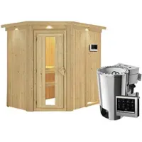 Karibu Sauna »Wenden«, inkl. 3.6 kW Saunaofen mit externer Steuerung, für 3 Personen - beige