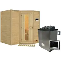 Karibu Sauna »Riga 1«, inkl. 9 kW Saunaofen mit externer Steuerung, für 3 Personen - beige