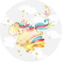 Wallart K&L Wall Art Vliestapete »Runde Vliestapete«, Kinder Einhorn Regenbogen, mehrfarbig, matt - bunt