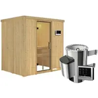 Karibu Sauna »Kircholm«, inkl. 3.6 kW Saunaofen mit externer Steuerung, für 3 Personen - beige