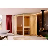 Karibu Sauna »Pölva«, BxTxH: 196 x 196 x 198 cm, ohne Ofen , für 4 Personen - beige