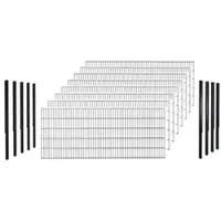 Hadra Doppelstabmattenzaun, anthrazit, 8/6/8 mm, Komplett-Set à 20 m, inkl. Pfosten, Flacheisenleiste - schwarz