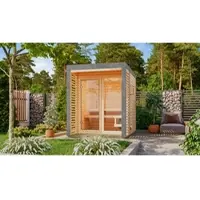Karibu Saunahaus »Harju«, BxTxH: x 191 x 276 x 231,5 cm, 9 kW Ofen, für 4 Personen - braun