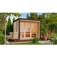 Karibu Saunahaus »Harju«, BxTxH: x 276 x 276 x 231,5 cm, 9 kW Ofen, für 5 Personen - braun