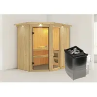 Karibu Sauna »Paide 1«, inkl. 9 kW Saunaofen mit integrierter Steuerung, für 3 Personen - beige
