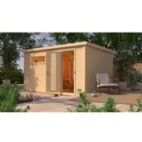 Karibu Saunahaus »Suurlaht«, BxTxH: x 396 x 231 x 217 cm, 9 kW Ofen, für 5 Personen - braun