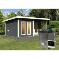 Karibu Saunahaus, BxHxT:509 x 253 x 369 cm, 4 Personen - grau