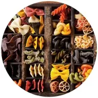 Wallart K&L Wall Art Vliestapete »Runde Vliestapete«, Nudel Pasta Chef Koch Küche, mehrfarbig, matt - bunt