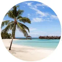 Wallart K&L Wall Art Vliestapete »Runde Vliestapete«, Colombo Strand Urlaub Malediven, mehrfarbig, matt - bunt