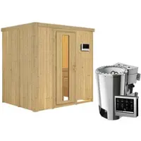 Karibu Sauna »Kircholm«, inkl. 3.6 kW Saunaofen mit externer Steuerung, für 3 Personen - beige