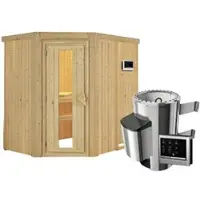Karibu Sauna »Wenden«, inkl. 3.6 kW Saunaofen mit externer Steuerung, für 3 Personen - beige