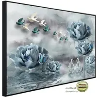 Papermoon Infrarotheizung »EcoHeat - Blumen mit Vögeln weiss blau«, Matt-Effekt - bunt