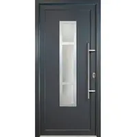 KM Meeth Aluminium-Haustür »Signum Alu«, satiniertes Glas, titan, nach Innen öffnend, ohne Türgriff - grau
