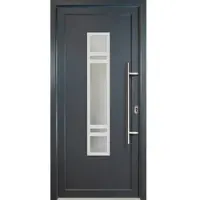 KM Meeth Aluminium-Haustür »Signum Alu«, satiniertes Glas, titanfarben, nach Innen öffnend, ohne Türgriff - grau
