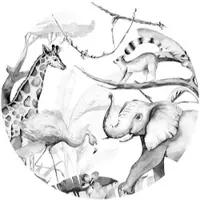Wallart K&L Wall Art Vliestapete »Runde Vliestapete«, Kvilis Dschungel Tiere Waldtiere, mehrfarbig, matt - bunt