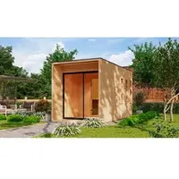 Karibu Saunahaus »Marienburg«, BxTxH: 219,5 x 429 x 244 cm, 9 kW Bio-Ofen mit externe Steuerung , für 3 Personen - beige