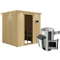 Karibu Sauna »Olai«, inkl. 3.6 kW Saunaofen mit externer Steuerung, für 3 Personen - beige