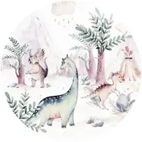 Wallart K&L Wall Art Vliestapete »Runde Vliestapete«, Kvilis Dino Dinosaurier Jungen, mehrfarbig, matt - bunt