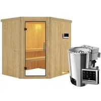 Karibu Sauna »Talsen«, inkl. 3.6 kW Saunaofen mit externer Steuerung, für 3 Personen - beige