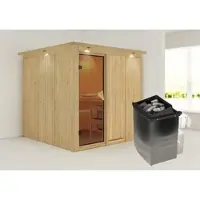 Karibu Sauna »Valga«, inkl. 9 kW Saunaofen mit integrierter Steuerung, für 4 Personen - beige