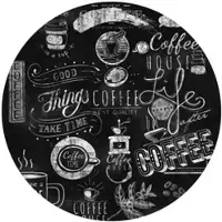 Wallart K&L Wall Art Vliestapete »Runde Vliestapete«, Küche schwarze Kaffe Tafel, mehrfarbig, matt - bunt