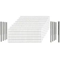 Hadra Doppelstabmattenzaun, silbergrau, 6/5/6 mm, Komplett-Set à 20 m, inkl. Pfosten, Flacheisenleiste - silberfarben