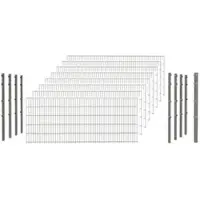 Hadra Doppelstabmattenzaun, silbergrau, 6/5/6 mm, Komplett-Set à 20 m, inkl. Pfosten, Klemmhalter - silberfarben