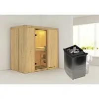Karibu Sauna »Pärnu«, inkl. 9 kW Saunaofen mit integrierter Steuerung, für 2 Personen - beige