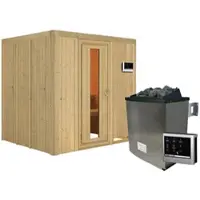 Karibu Sauna »Rakvere«, inkl. 9 kW Saunaofen mit externer Steuerung, für 3 Personen - beige