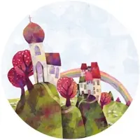Wallart K&L Wall Art Vliestapete »Runde Vliestapete«, Blanz Märchen Regenbogen Kinder, mehrfarbig, matt - bunt