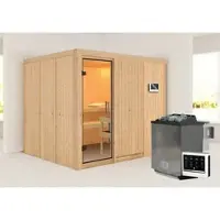 Karibu Sauna »Jöhvi«, inkl. 9 kW Bio-Kombi-Saunaofen mit externer Steuerung, für 4 Personen - beige