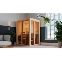 Karibu Sauna »Juminda«, BxTxH: 155 x 122 x 198 cm, 3,6 kW Ofen mit interne Steuerung , für 2 Personen - beige