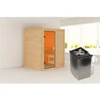 Karibu Sauna »Turgel«, BxTxH: 145 x 145 x 187 cm, 9 kW Ofen, für 2 Personen - braun