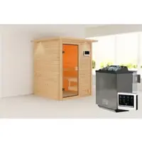 Karibu Sauna »Turgel«, BxTxH: 173 x 159 x 191 cm, 9 kW Bio-Ofen mit externe Steuerung , für 2 Personen - beige
