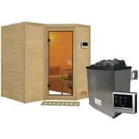 Karibu Sauna »Riga 1«, inkl. 9 kW Saunaofen mit externer Steuerung, für 3 Personen - beige
