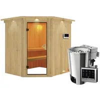 Karibu Sauna »Talsen«, inkl. 3.6 kW Saunaofen mit externer Steuerung, für 3 Personen - beige