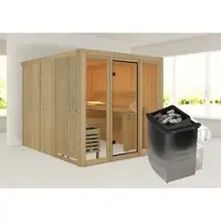 Karibu Sauna »Nomme«, BxHxT:216 x 198 x 234 cm, lichtgrau - beige