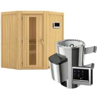 Karibu Sauna »Wolmar«, inkl. 3.6 kW Saunaofen mit externer Steuerung, für 3 Personen - beige