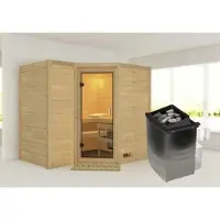 Karibu Sauna »Riga 2«, inkl. 9 kW Saunaofen mit integrierter Steuerung, für 4 Personen - beige