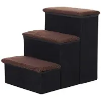 PawHut Tiertreppe, Holzwerkstoff, Länge: 40 cm - schwarz