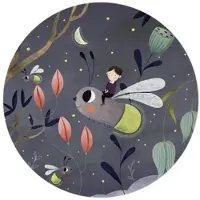 Wallart K&L Wall Art Vliestapete »Runde Vliestapete«, Loske Glühwürmchen Kinder, mehrfarbig, matt - bunt