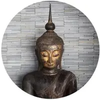 Wallart K&L Wall Art Vliestapete »Runde Vliestapete«, Feng Shui Buddha Yoga Wand Deko, mehrfarbig, matt - bunt