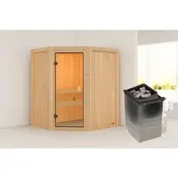 Karibu Sauna »Käsma«, BxTxH: 170 x 151 x 198 cm, 9 kW Ofen, für 4 Personen - braun