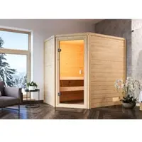 Karibu Sauna »Ahja«, BxTxH: 196 x 145 x 187 cm, ohne Ofen , für 2 Personen - beige